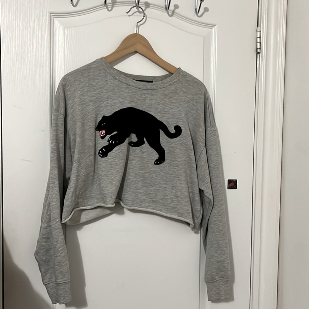Cropped black panther sweater